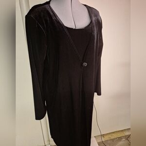 Piccalino Woman Black Velveteen Midi Dress With Beading Size 16w
